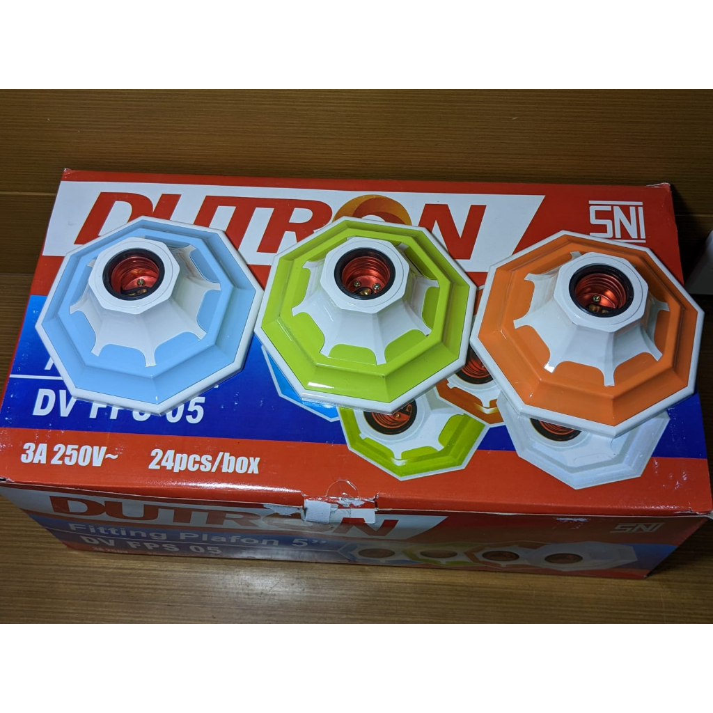 Jual FITTING PLAFON DUTRON BULAT 5 WARNA FITTING PLAFON FITTING LAMPU