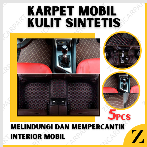 Jual KARPET MOBIL UNIVERSAL DEPAN BELAKANG KULIT 2 BARIS 5 PCS