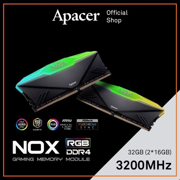 Jual Ram APACER NOX RGB AURA II 32GB 2X16GB DDR4 3200 MHz Longdimm