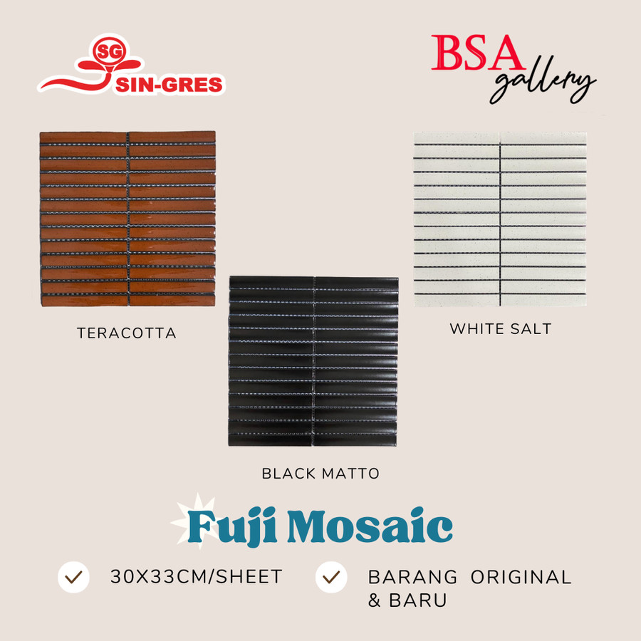 Jual KERAMIK MOSAIC FUJI BACKSPLASH DAPUR MOZAIK PERSEGI PANJANG WC