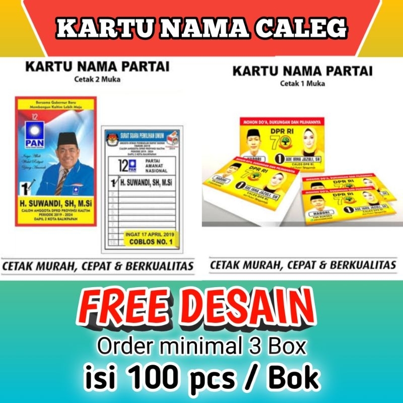 Jual Kartu Nama Caleg Partai Kartu PEMILU Shopee Indonesia