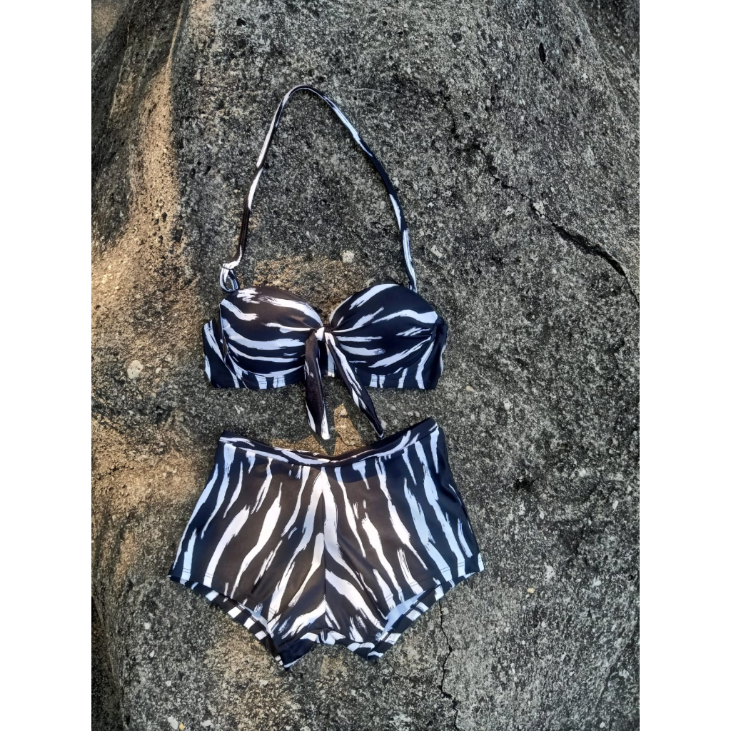 Jual Bk Motif Hitam Putih Bikini Foam With Wires Shopee Indonesia