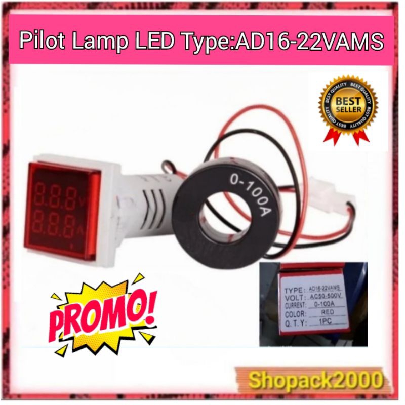 Jual Pilot Lamp Led With Ampere Meter Indikator Mm Kotak Ad Vams