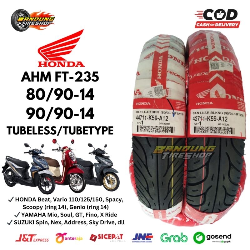 Jual PAKET 80 90 14 90 90 14 SEPASANG BAN LUAR HONDA FEDERAL FT235