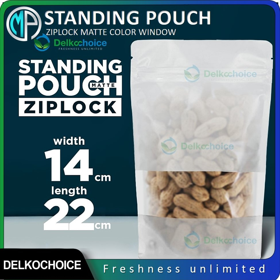 Jual Kemasan Standing Pouch Matte Dove Window Ziplock Putih White