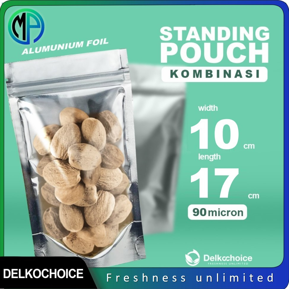 Jual Standing Pouch Alumunium Foil 10cm X 17cm Silver Kombinasi Ziplock