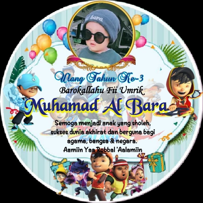 Jual STIKER BULAT TUMPENG MINI BINGKISAN ULANG TAHUN TEMA BOBOI BOY