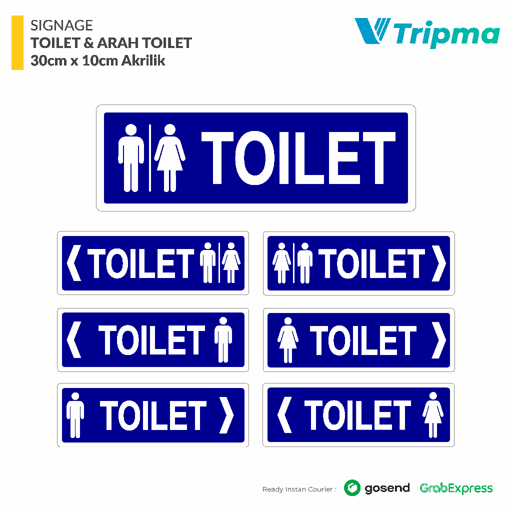 Jual Rambu Sign Arah Toilet 30cm X 10cm Akrilik Sticker Reflective