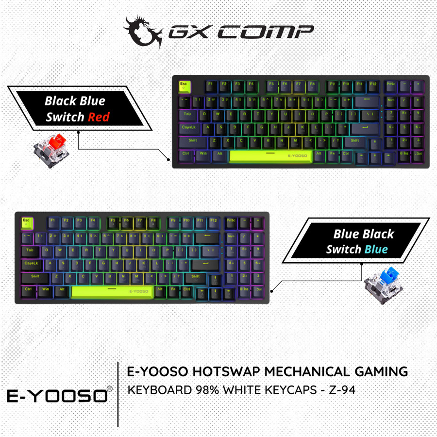 Jual E YOOSO Z94 Blue Black 98 Hotswap Mechanical Gaming Keyboard