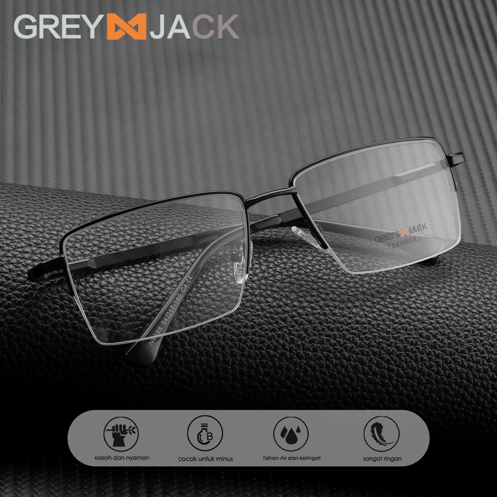 Jual Grey Jack Frame Kacamata Model Kotak Half Frame Bahan Metal