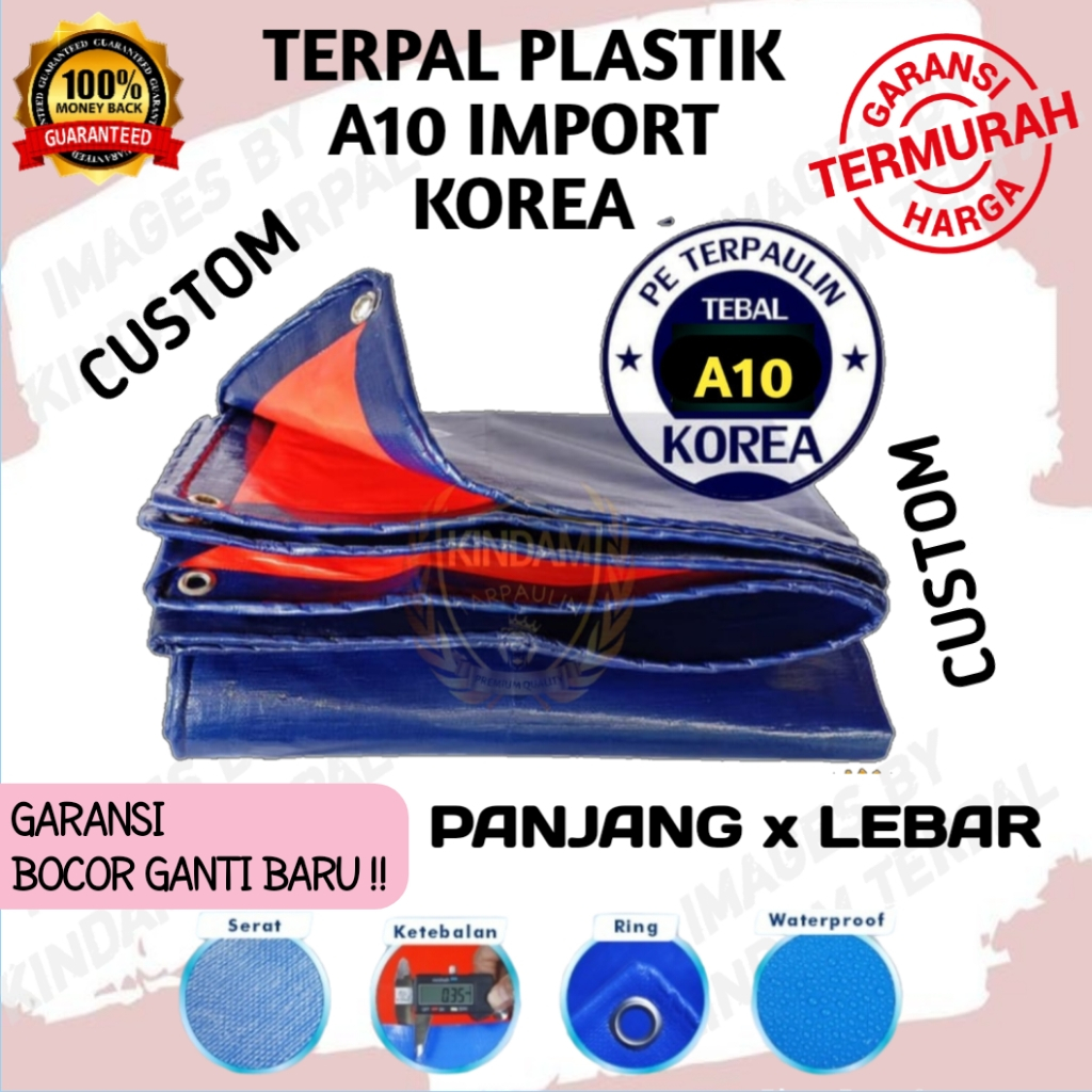 Jual Terpal Plastik A Warna Putih Biru Oren Lembaran Korea Import