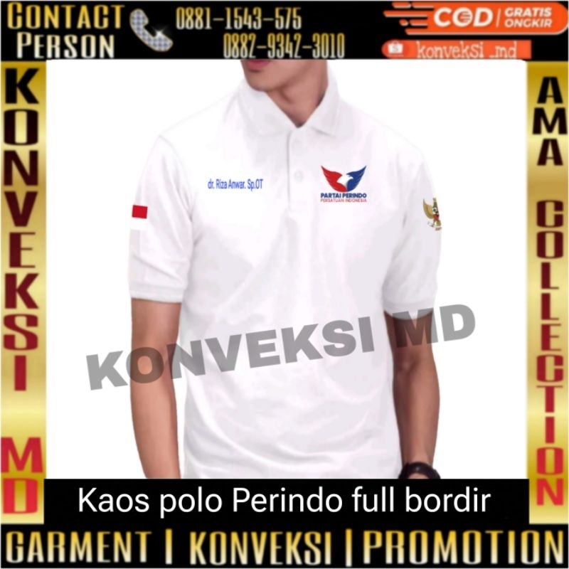 Jual Kaos Polo Partai Perindo Full Bordir Kaos Polo Lacos Partai