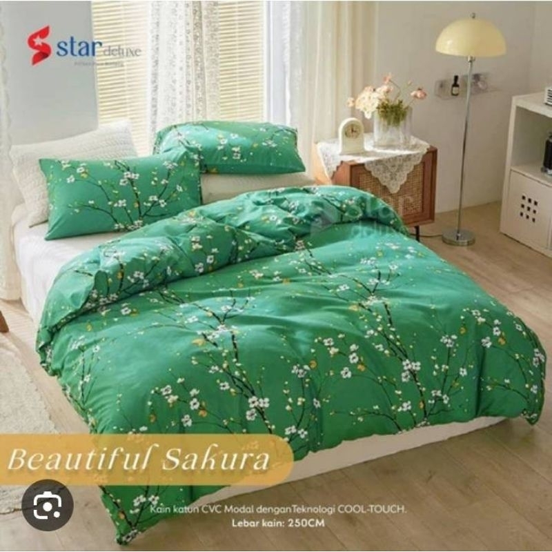 Jual Sprei Katun Star Collection Motif Beautiful Sakura Warna Ajwa