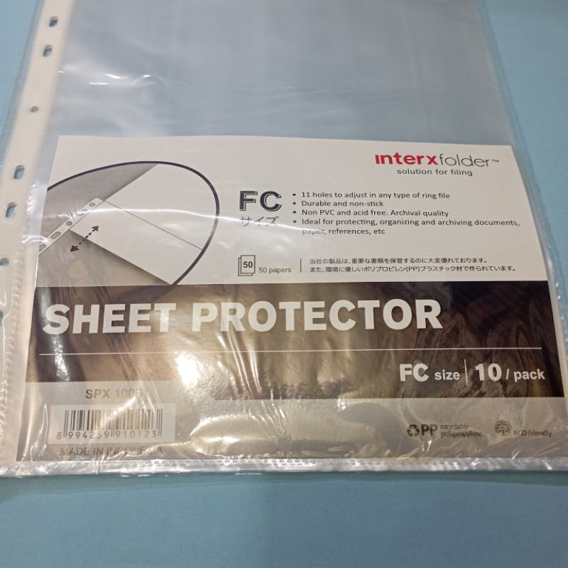 Jual SHEET PROTECTOR INTERX FOLDER SPX 100F FOLIO 10 Pack Shopee