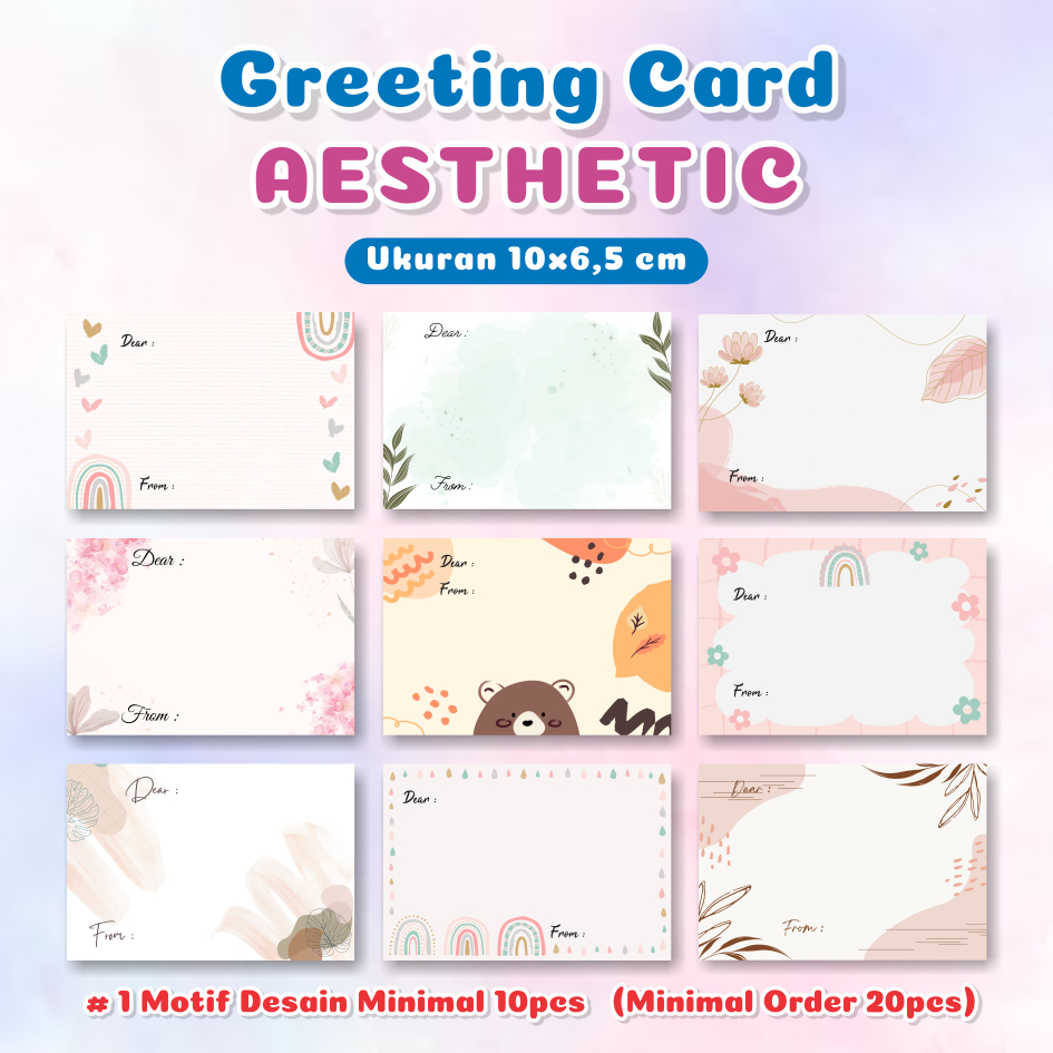 Jual Greeting Card Aesthetic Polos Gift Card Kartu Ucapan