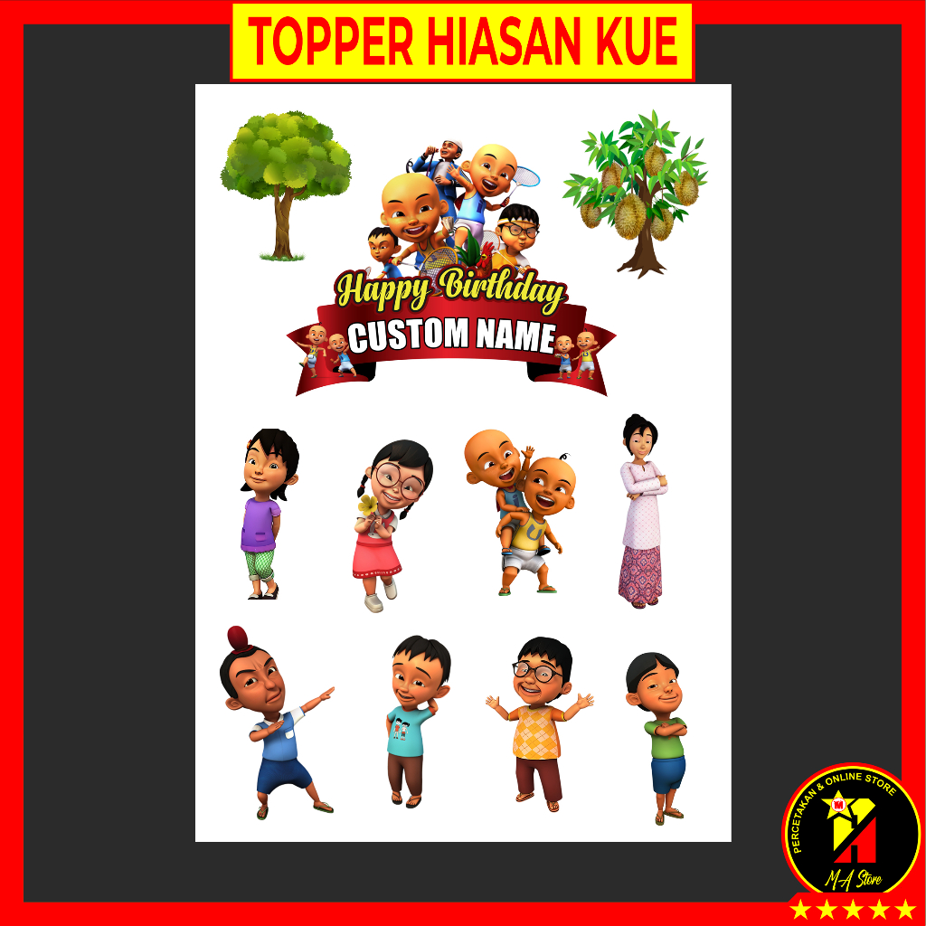 Jual Topper Karakter Upin Ipin Kak Ros Jarjit Meme Iksan Hiasan Kue