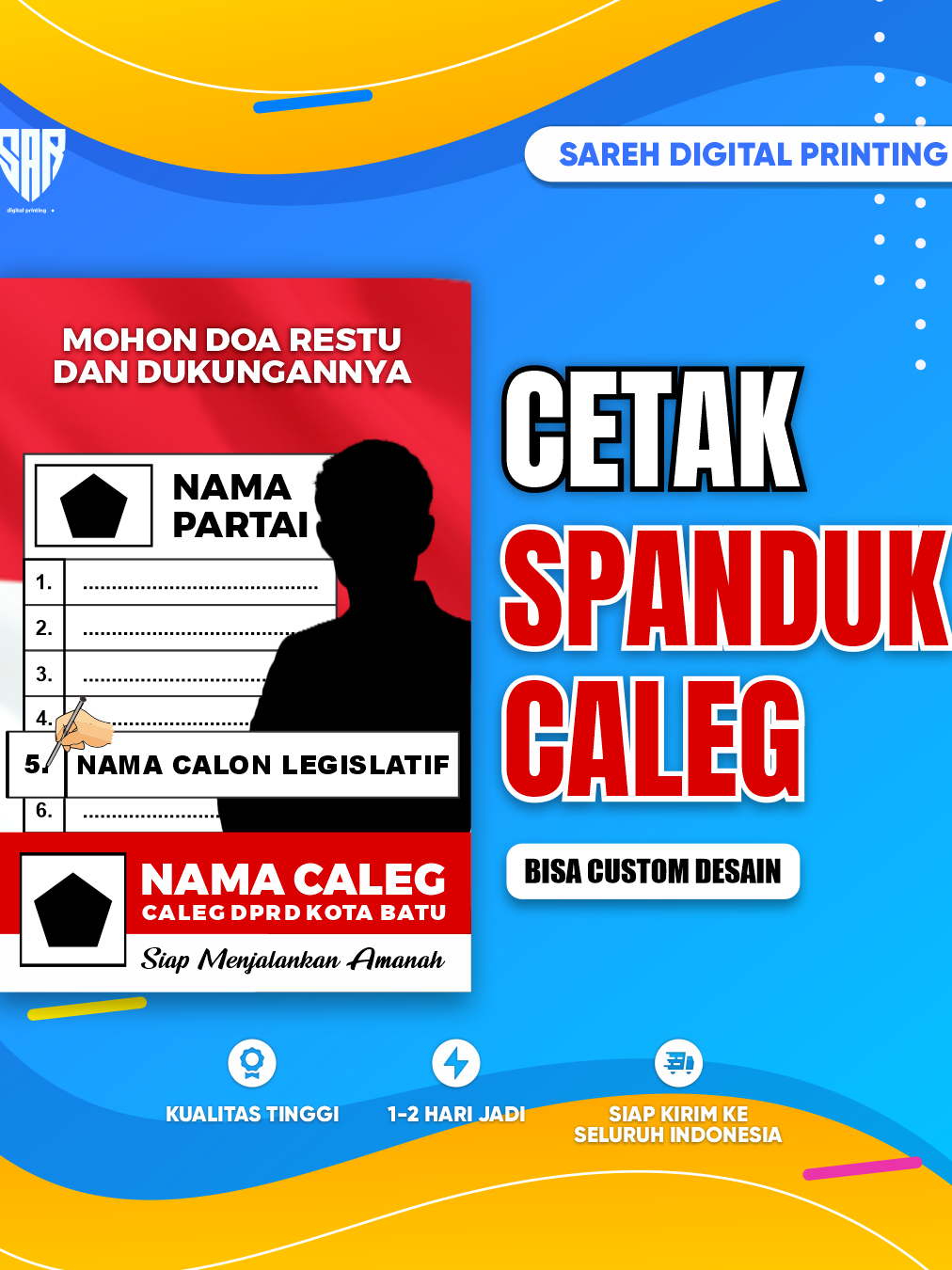 Jual CETAK BANNER SPANDUK BALIHO CALEG PEMILU PILKADA PILKADES CALON