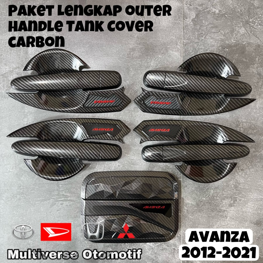 Jual Paket Outer Handle Tank Cover Avanza Xenia Carbon Hitam