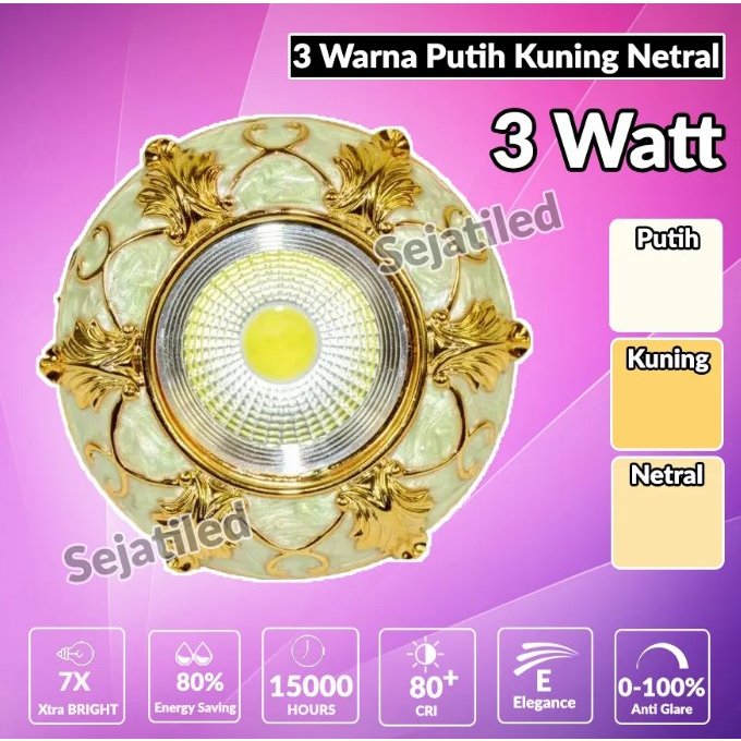 Jual Lampu Downlight Led W W W Bulat Warna Tanam Shopee Indonesia