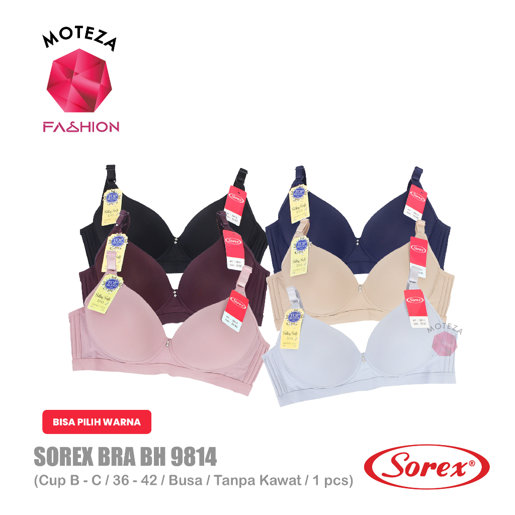 Jual Sorex 9814 Bra BH Tanpa Kawat Busa Tipis Silky Soft Cup B C