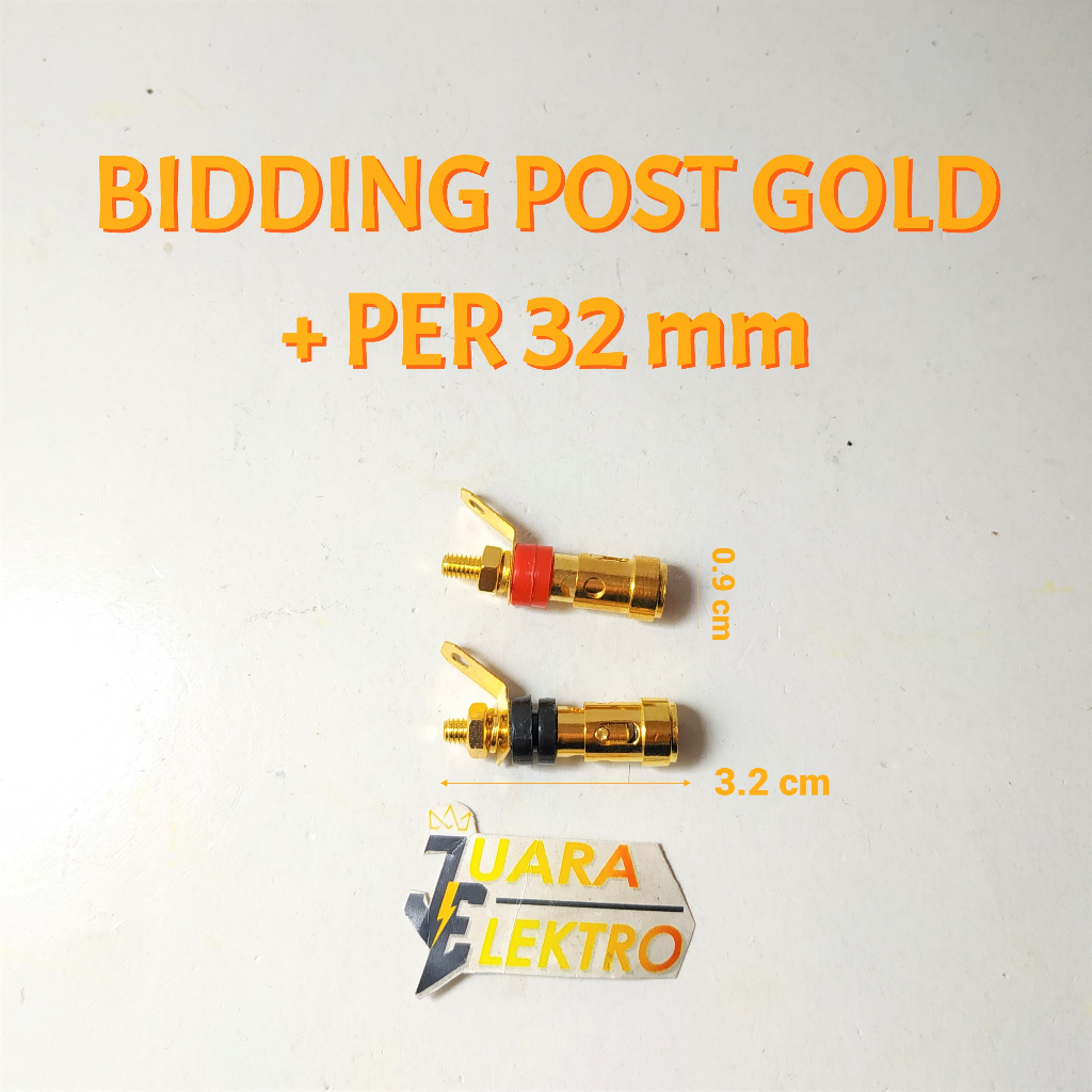 Jual 1 SET Bidding Post Gold Per 32 Mm Merah Hitam Binding Post