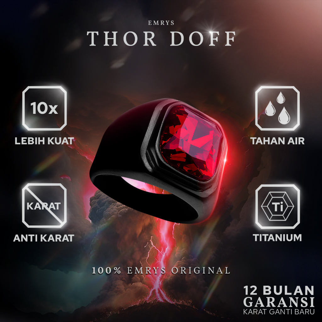 Jual Emrys Premium Ring THOR BLACK DOFF Collection Real Titanium Anti