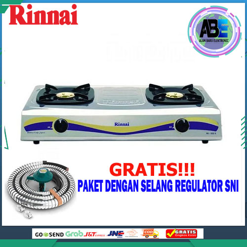 Jual Rinnai Kompor Gas Tungku Stainless Ri E Free Selang Regulator