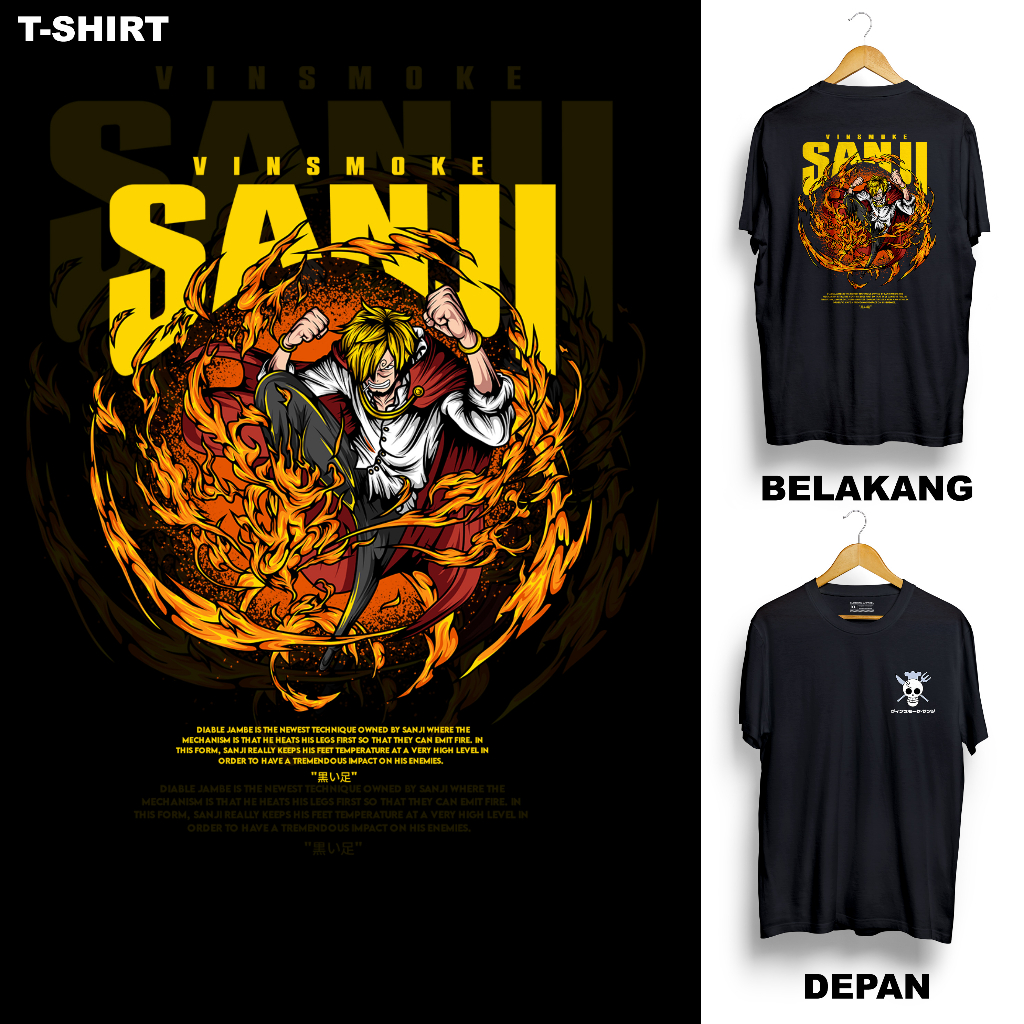 Jual SANJI KAOS DEWASA MOTIF ANIME ONE PIECE OP KARAKTER VINSMOKE