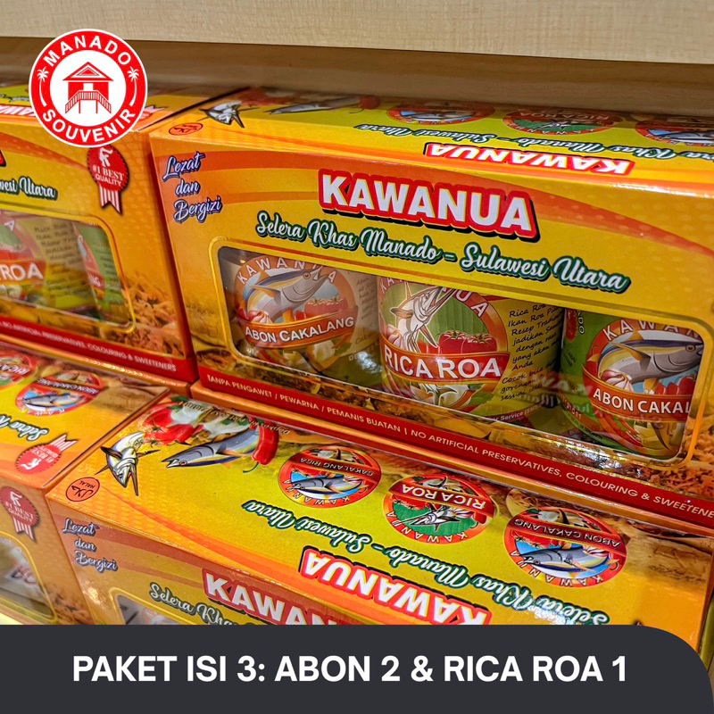 Jual Paket Kawanua Isi Rica Roa Abon Cakalang Khas Manado Sambal