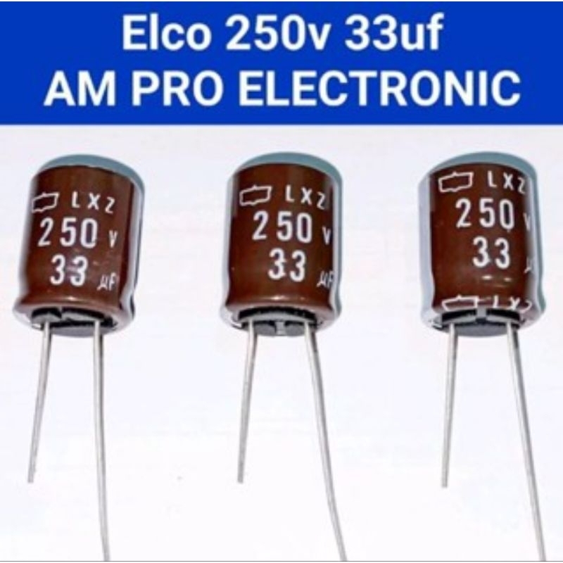 Jual CAPACITOR ELCO 33UF 250V KAPASITOR ELKO 33 UF 250 Volt Shopee