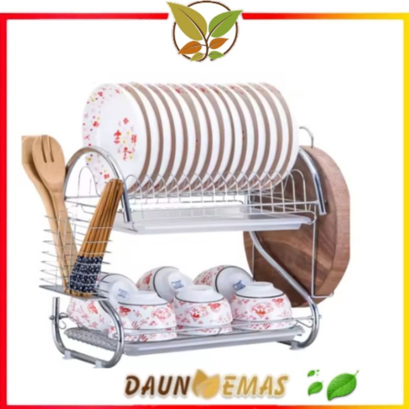 Jual Rak Piring 2 Susun 2 Layer Dish Drainer Stainless Shopee Indonesia