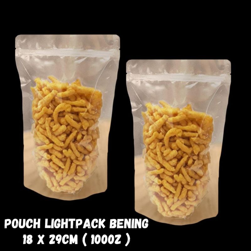 Jual Plastik Kemasan 1829 Snack Standing Pouch Bening Klip Zipper 1 Kg