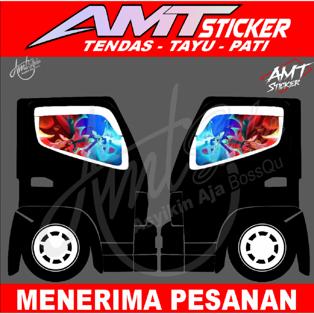 Jual Stiker Kaca Samping Truk Stiker One Way Motif Kartun Sonic