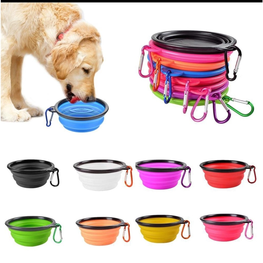 Jual Silicone Pet Bowl Lipat Mangkok Karet Tebal Tempat Makan Minum