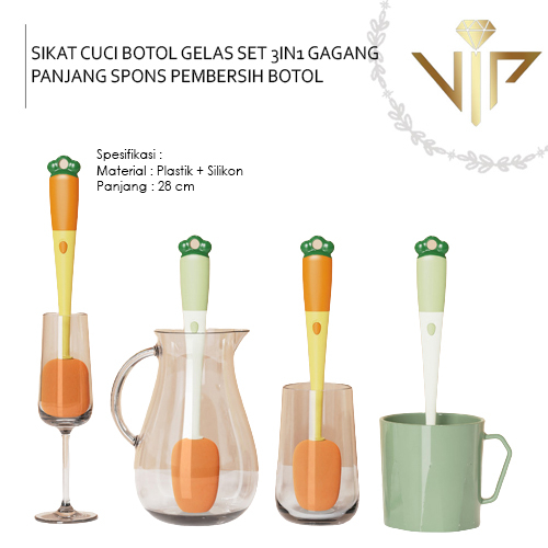 Jual Vip Sikat Cuci Botol Gelas Set In Gagang Panjang Spons Pembersih