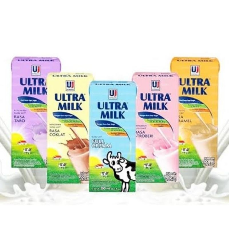 Jual Susu Ultra Milk 200ml UHT Varian Full Cream Coklat Strawberry