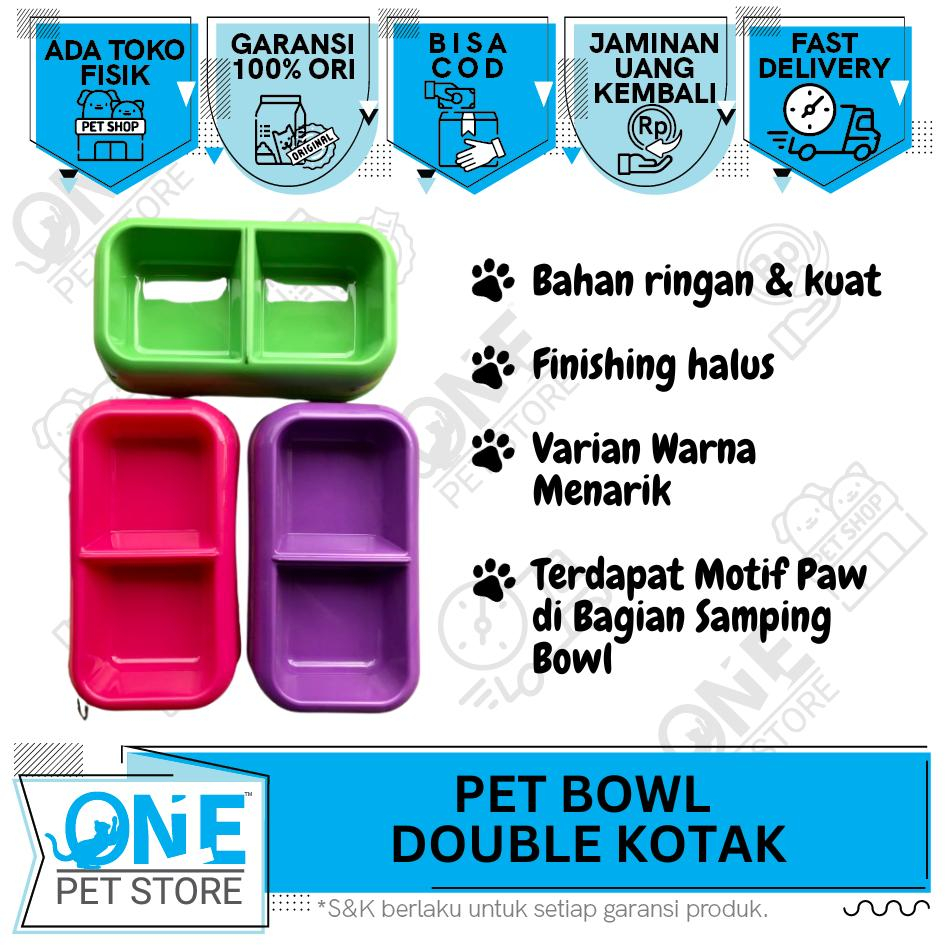 Jual Pet Bowl Double Kotak Mangkok Tempat Makan Minum Kucing Anjing