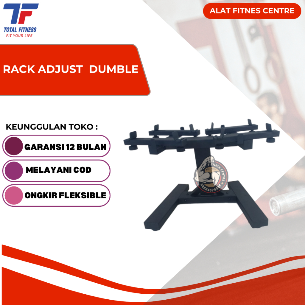 Jual Rack Adjustable Dumble Total Fitness Alat Olahraga Angkat Beban