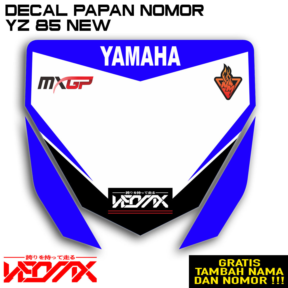 Jual STIKER DECAL PAPAN NOMOR YZ 85 NEW GRATIS CUSTOM NAMA DAN NOMOR