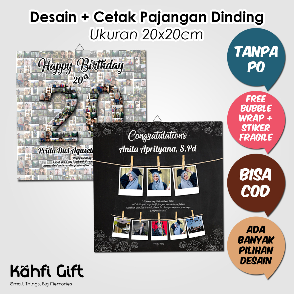 Jual Custom Kado Wisuda Ulang Tahun Desain Foto Kolase Mozaik Hiasan