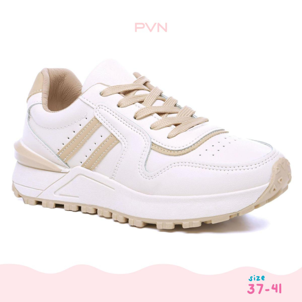 Jual PVN Haechan Sepatu Sneakers Wanita Sport Shoes Grey Cream 503