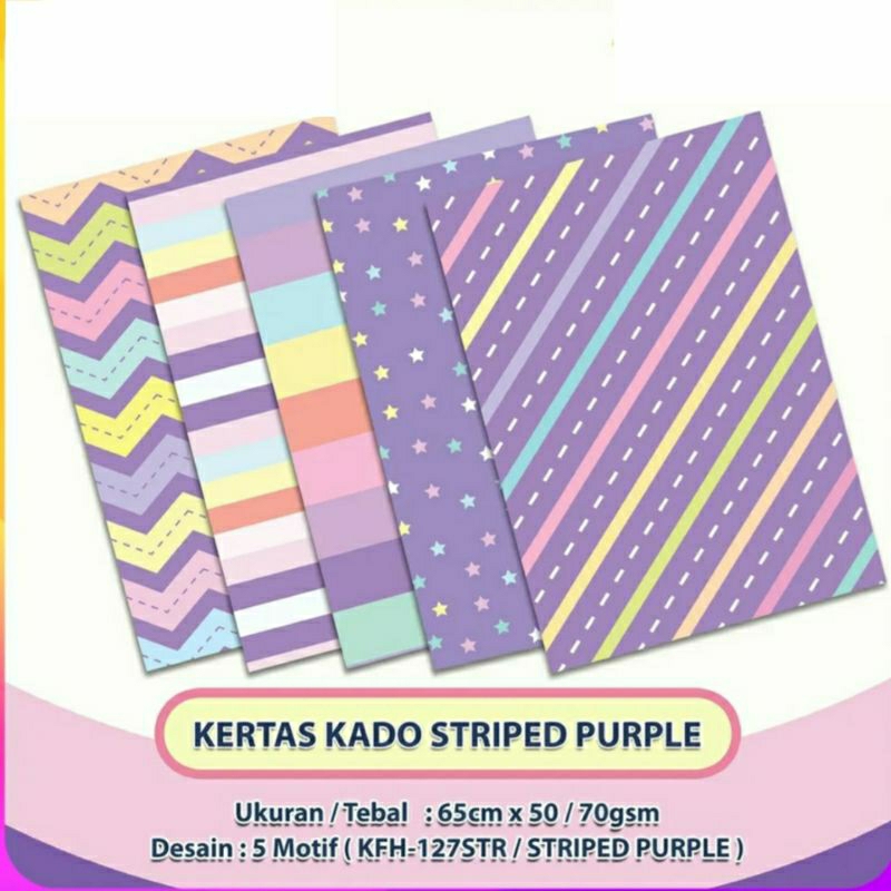 Jual Kertas Kado Striped Purple Kertas Bungkus Kado Shopee Indonesia