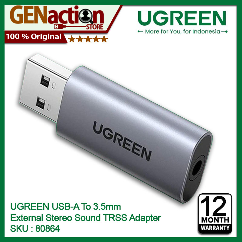 Jual UGREEN USB A To 3 5mm External Stereo Sound TRSS Adapter CM383