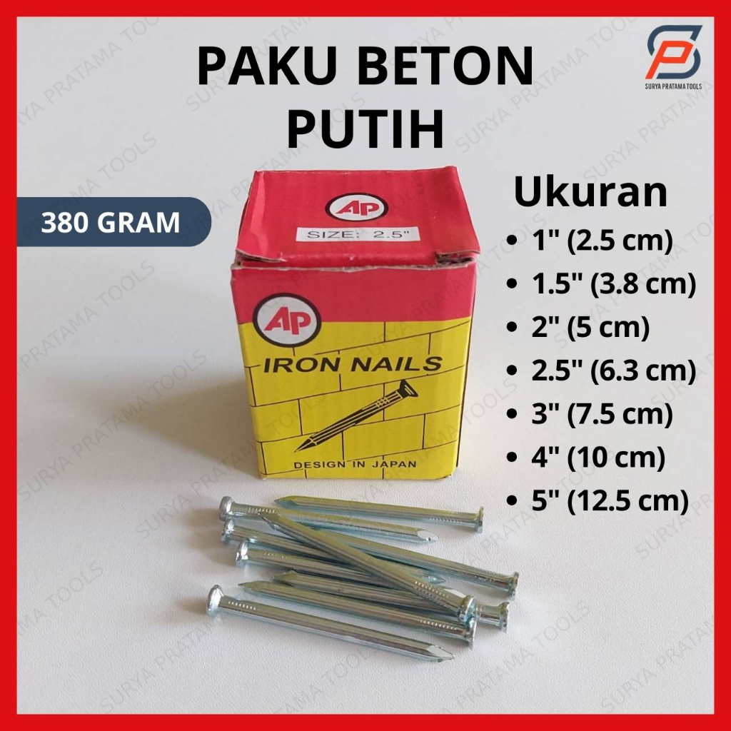 Jual Paku Beton Putih Tembok Inch Inci