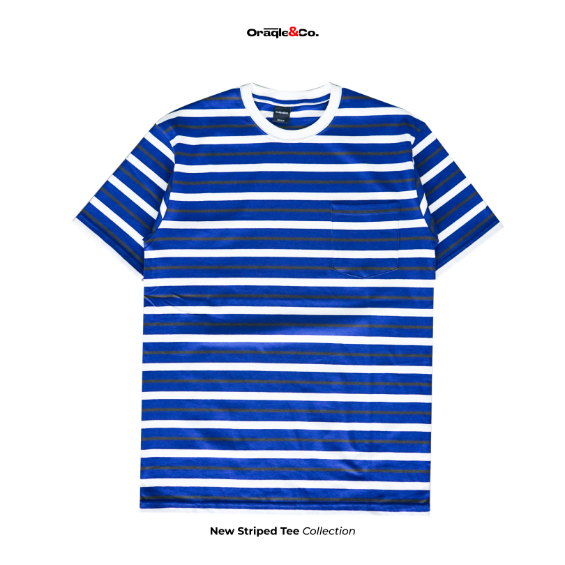 Jual Stripe Tee Kaos Garis Oraqle Rein Stripe Navy Shopee Indonesia