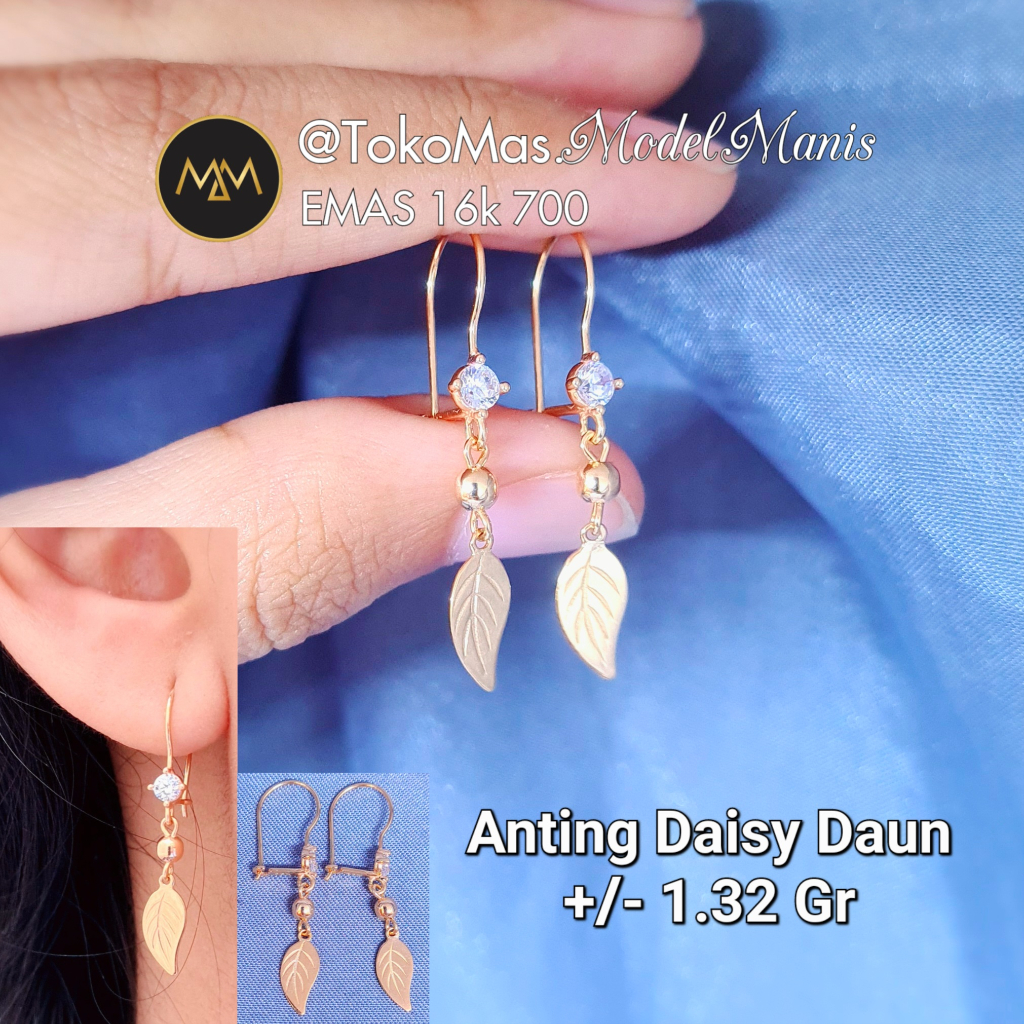 Jual Anting Daisy Daun Leaf Emas Kuning Kadar K Shopee Indonesia