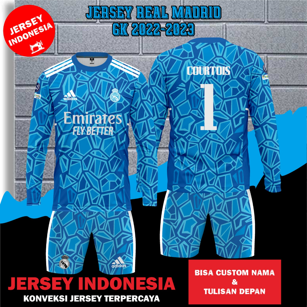 Jual Jersey Sepak Bola Kiper Real Madrid 2022 Lengan Panjang GK