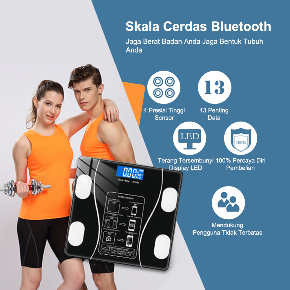 Jual Bisa CODTimbangan Badan Digital Body Fat Monitor With App Smart