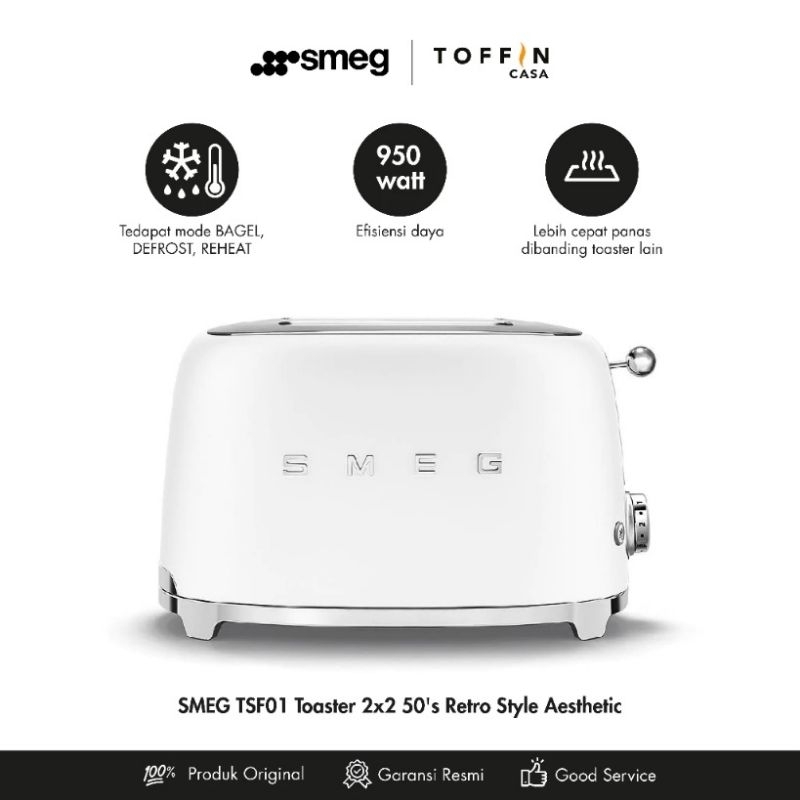 Jual SMEG TSF01 Toaster 2x2 Slice 50s Retro Style Aesthetic Shopee