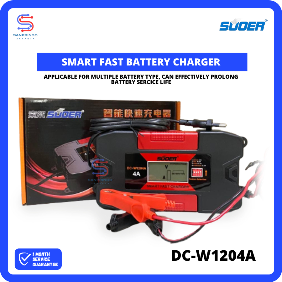 Jual Suoer DC W1204 Portable Smart Fast Car Battery Charger 12V 4A